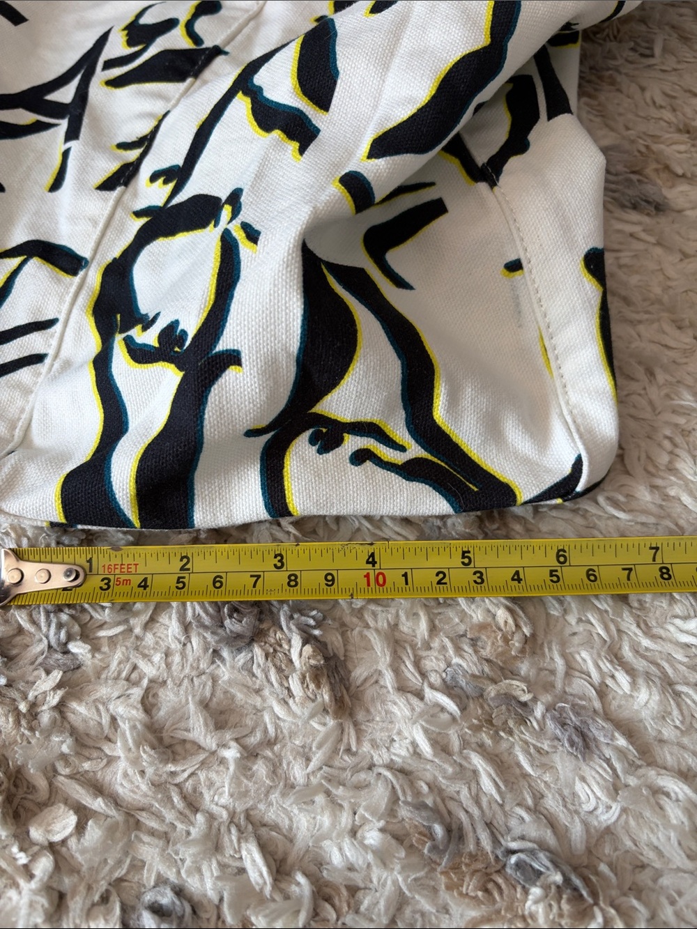 Athleta White Canvas Tote with Black and Yellow Abstract Design - Picture 7 of 9